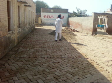 After underground sewerage work done and Interlocking tile work under construction at Village Guru Ki Dhab