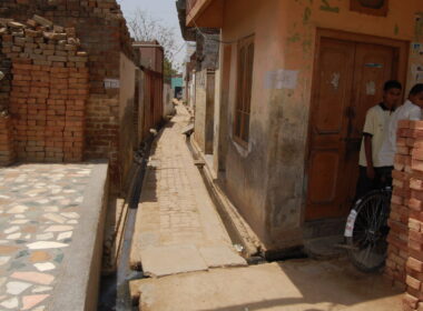 Before sewerage _ Interlocking tiles work done in streets at Village Kanech8