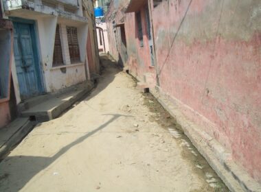 Before sewerage and interlocking tile work done in streets of village Narur