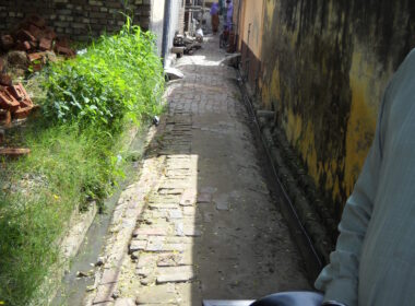 Before sewerage and interlocking tile work done in streets1 of village Narur