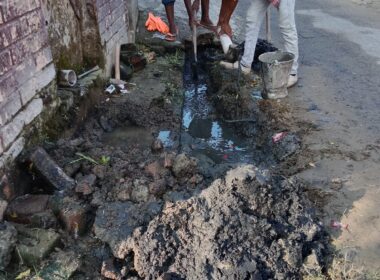 During under construction work of sewerage in the street of Dhugga Kalan10