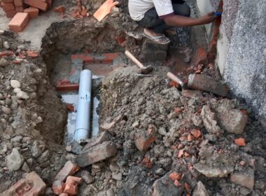 During under construction work of sewerage in the street of Dhugga Kalan14