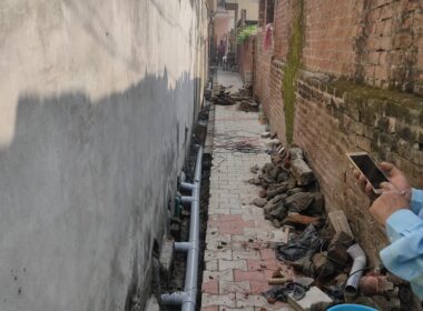 During under construction work of sewerage in the street of Dhugga Kalan6